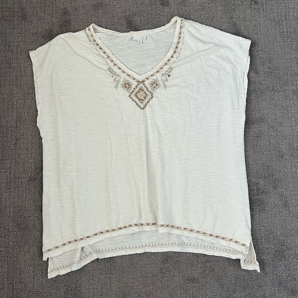J. Jill Beaded Casual Bohemian Tee Shirt